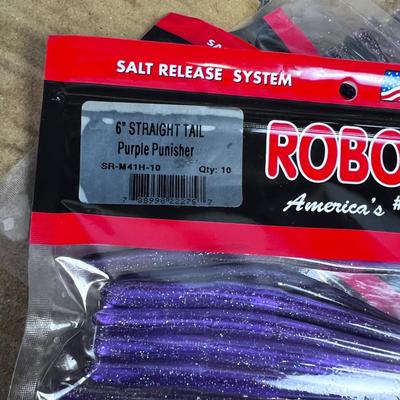 Box with 60;  6" Straight Tail Purple Punisher Worms 