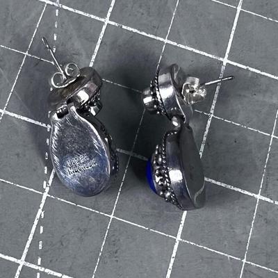 Set of Pierced Earrings; Lapis and Turquoise 