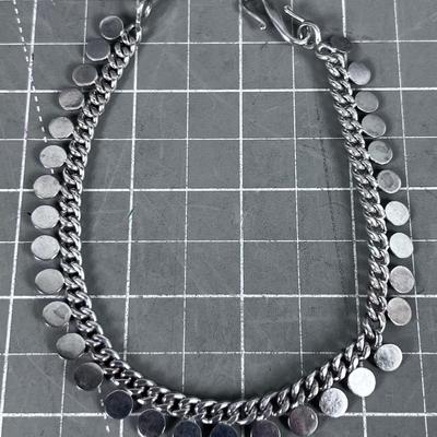 Silver Bracelet Chain with Discs attached