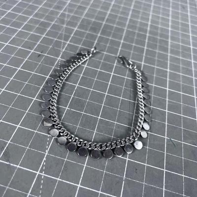 Silver Bracelet Chain with Discs attached