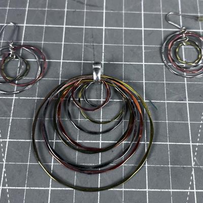Hoop Pendant and Earing Set 