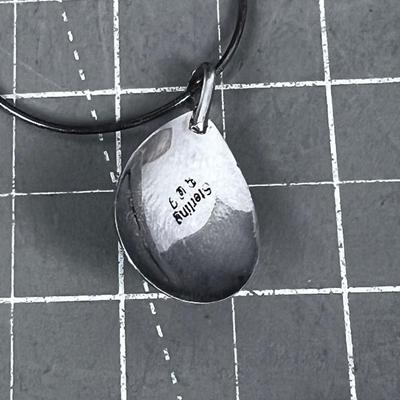 Sterling Tear Drop Turquoise Silver Pendant and Chain 16" 