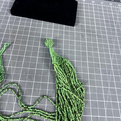 Spectacular Lime Green Beaded Necklace 