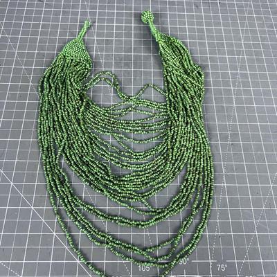 Spectacular Lime Green Beaded Necklace 