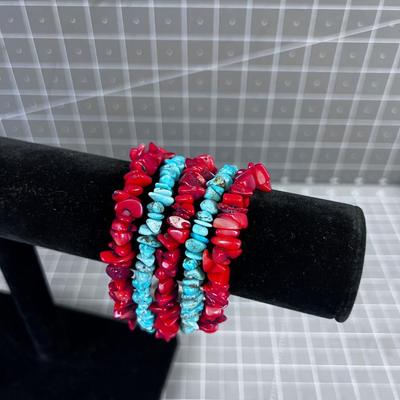 Awesome Coral and Turquoise Bracelet