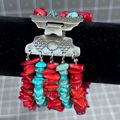 Awesome Coral and Turquoise Bracelet
