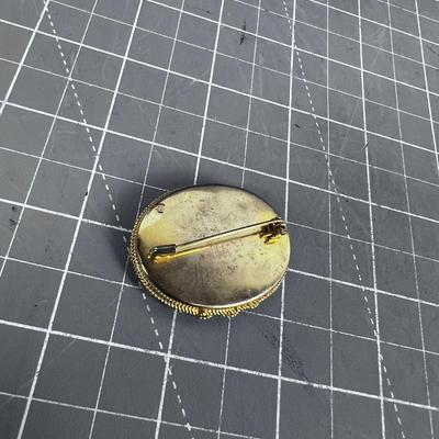 Yellow ish -Vintage Italian Glass Micro Mosaic Brooch