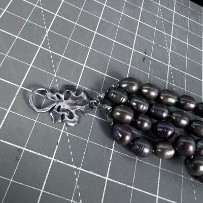 Large Taupe Pearled Bracelet NICE! 