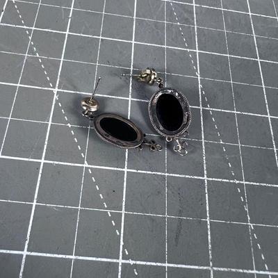 Antique Black & White CAMEO Earrings 