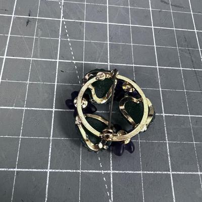 Vintage Brooch Marked Western Germany WOW! Purple and Green. PRETTY