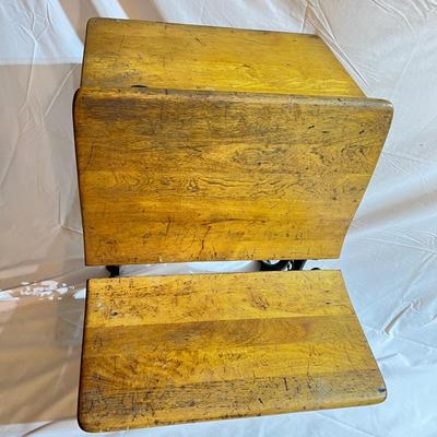 Antique Cast Iron School Desk w. Ink Holder