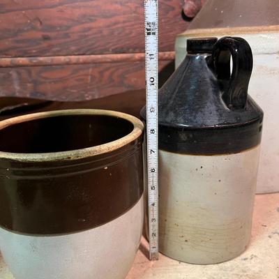 Lot Antique Vintage Crocks - Stoneware, Jugs, Tallest 19"