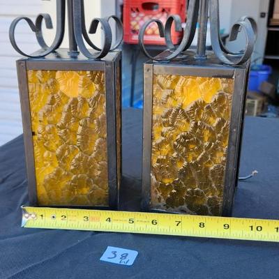Vintage Midcentury Sconces Light Project with Amber Glass Panes