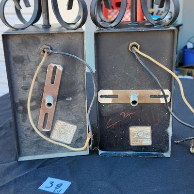 Vintage Midcentury Sconces Light Project with Amber Glass Panes