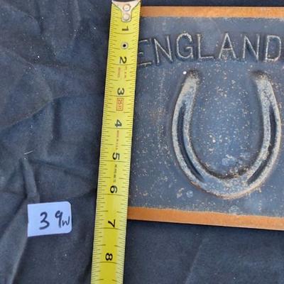 Vintage ENGLANDER Heavy Iron Stove Oven Cover Plate Door Industrial Horseshoe Art