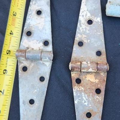 Large Heavy Vintage Iron Gate/Barn Door Hinges-10” and Used Pair Door Hinges