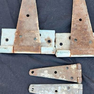 Large Heavy Vintage Iron Gate/Barn Door Hinges-10” and Used Pair Door Hinges
