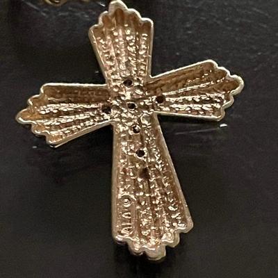 14K Gold/ Diamond Cross Pendant & Chain