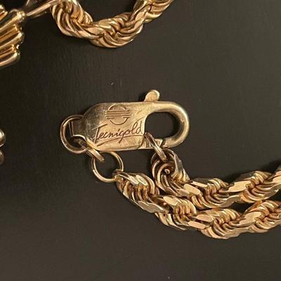 14K Gold/ Diamond Cross Pendant & Chain