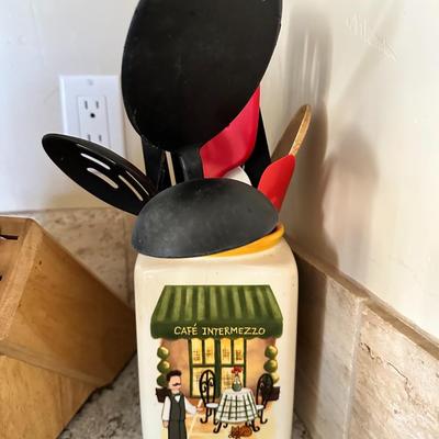 Chef utensil holder with the utensil 