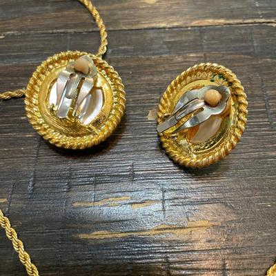 Clip earrings and necklace