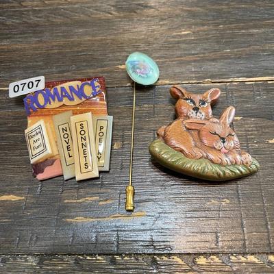 Library and bunny pin