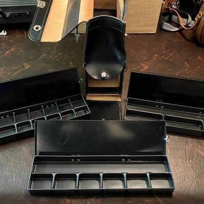 Lockable Leather Bag w/ 3 Compartment Drawers for Coins/Jewelery