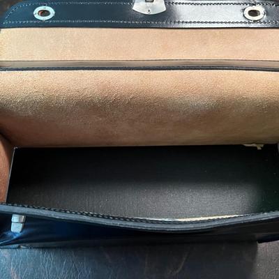 Lockable Leather Bag w/ 3 Compartment Drawers for Coins/Jewelery