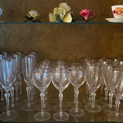 Lenox Madison Silver Rimmed Goblets, Flutes and Wine Glasses