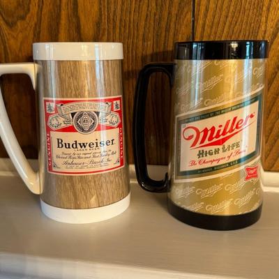 Budweiser and Miller Steins