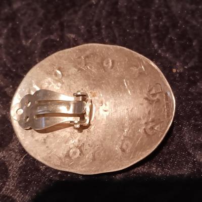 STERLING SILVER EARRINGS MARKED A B AND SILVER-TONE BRACELET