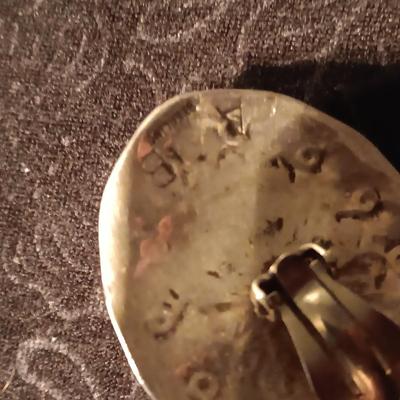 STERLING SILVER EARRINGS MARKED A B AND SILVER-TONE BRACELET