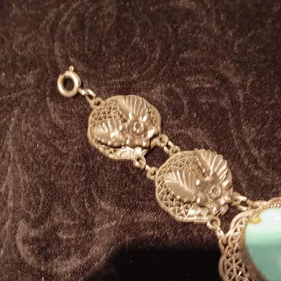 STERLING SILVER EARRINGS MARKED A B AND SILVER-TONE BRACELET