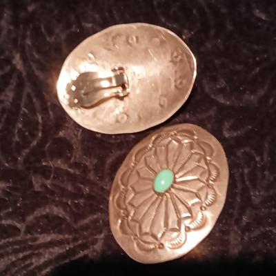 STERLING SILVER EARRINGS MARKED A B AND SILVER-TONE BRACELET