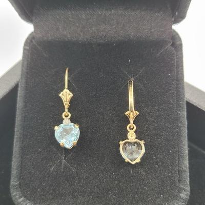 14k Blue Topaz Pierced Earrings Mexico