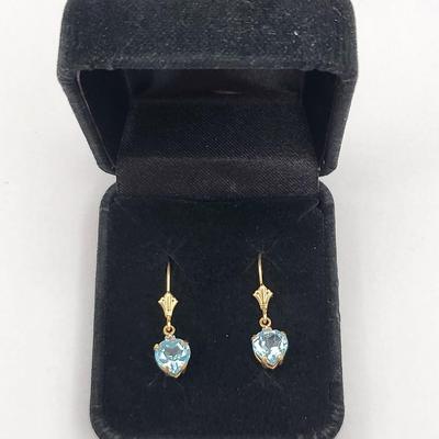 14k Blue Topaz Pierced Earrings Mexico