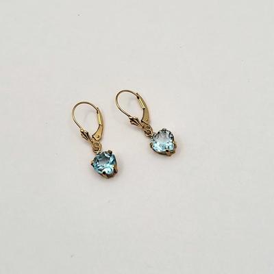 14k Blue Topaz Pierced Earrings Mexico