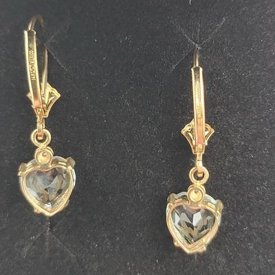 14k Blue Topaz Pierced Earrings Mexico