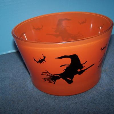 LOT 1 FABULOUS VINTAGE HAZEL ATLAS HALLOWEEN WITCH GLASS ICE BUCKET
