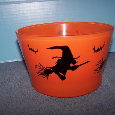 LOT 1 FABULOUS VINTAGE HAZEL ATLAS HALLOWEEN WITCH GLASS ICE BUCKET