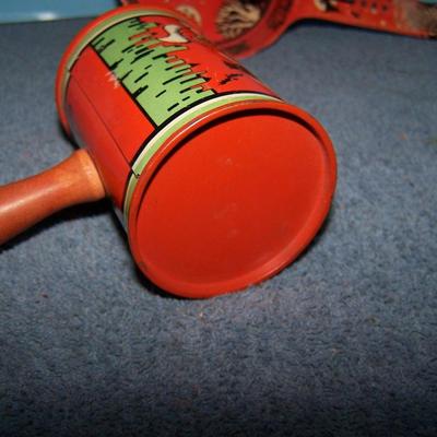 LOT 3 WONDERFUL VINTAGE TIN LITHO NOISE MAKERS
