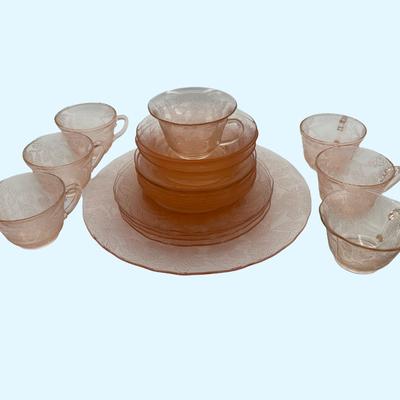Pink Depression Glass DOGWOOD MacBeth-Evans Salvar