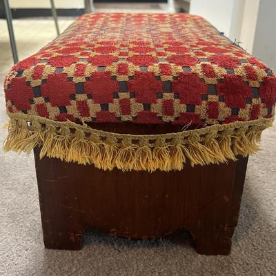 Antique Hand Made Foot Ottoman Early 1900's w/Secret Compartment and Made from an Explosive Wooden Box. See Pictures.