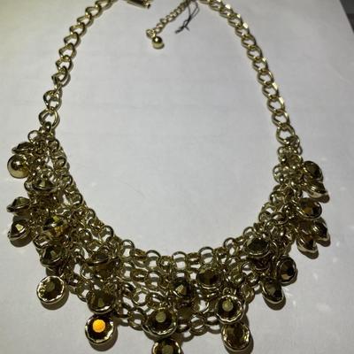 Vintage INC Fashion Rhinestone Gold-tone Necklace 18-20" Adjustable in New Never Worn Condition.