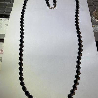 Jay King (DTR) Sterling Silver New Never Used Fashion Onyx Beads 36" Necklace Preowned from an Estate. (Jewelry Piece #102).