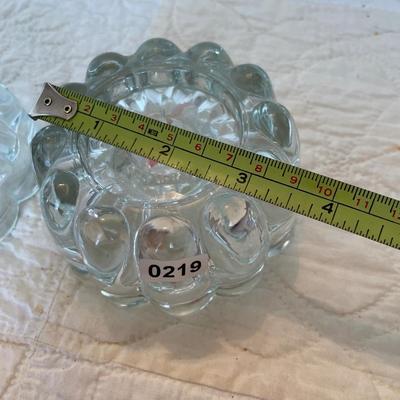 2 glass candlesticks