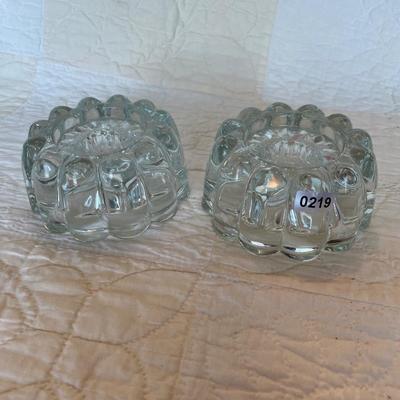 2 glass candlesticks