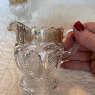 EAPG US glass Texas sugar & creamer with gold highlights