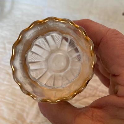 EAPG US glass Texas sugar & creamer with gold highlights
