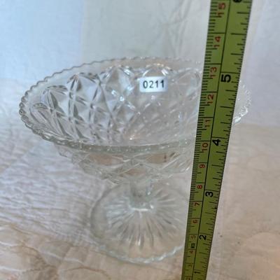 Pressed glass pedestal candy nut dish